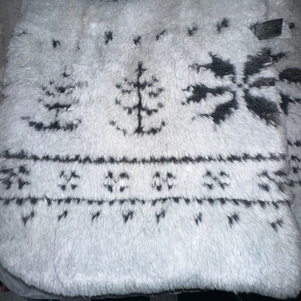 Tally Ho Outerwear Women's Gray Fleece Hooded‎ Jacket Snowflake Tree Print S - Picture 3 of 8